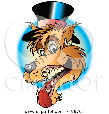 Royalty-Free (RF) Clipart Illustration of a Wolf Wearing A Top Hat Tattoo Design by Andy Nortnik