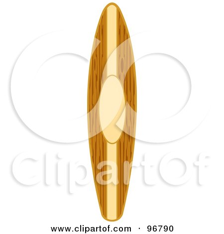 Royalty-Free (RF) Clipart Illustration of a Vertical Wooden Surfboard by Andy Nortnik