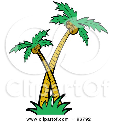 Royalty-Free (RF) Clipart Illustration of Big And Small Coconut Palm Trees  by Andy Nortnik