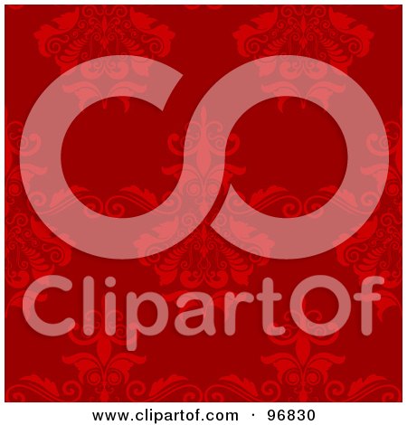 Royalty-Free (RF) Clipart Illustration of a Beautiful Seamless Ornate Red Flourish Pattern Background by KJ Pargeter