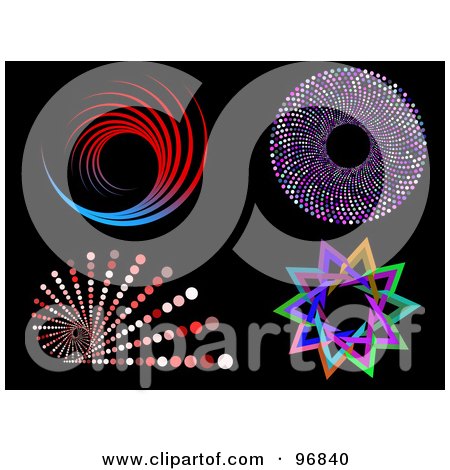 Royalty-Free (RF) Clipart Illustration of a Digital Collage Of Circular And Spiral Designs by KJ Pargeter