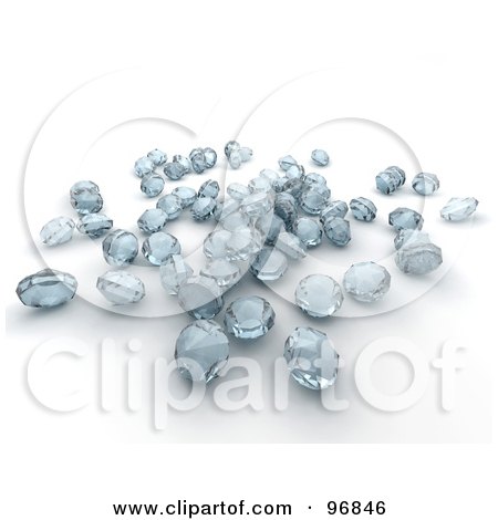 Royalty-Free (RF) Clipart Illustration of a Group Of 3d Diamonds With A Blue Hue by KJ Pargeter