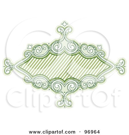 Royalty-Free (RF) Clipart Illustration of a Green Baroque Frame With Diagonal Lines by BNP Design Studio
