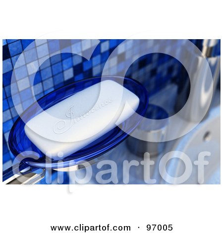 Royalty-Free (RF) Clipart Illustration of a 3d Barof Innocence Soap In A Dish, Wash Your Hands In Innocence by stockillustrations