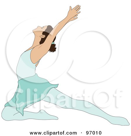 Royalty-Free (RF) Clipart Illustration of a Graceful Brunette Ballerina Lunging On One Knee by Pams Clipart