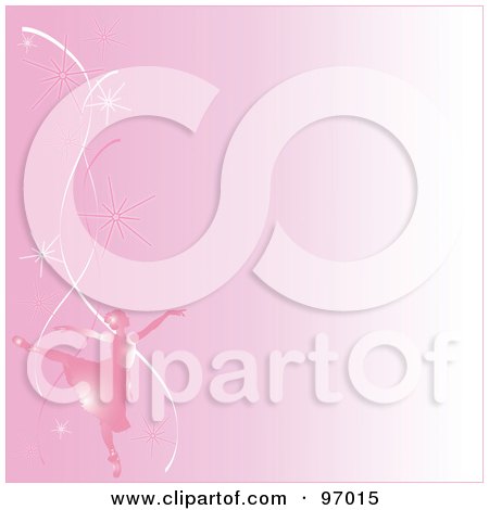 Royalty-Free (RF) Clipart Illustration of a Pink Ballet Background With A Ballerina And Ribbons by Pams Clipart