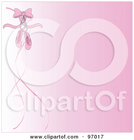 Royalty-Free (RF) Clipart Illustration of a Pink Ballet Background With Slippers, A Bow And Ribbons by Pams Clipart
