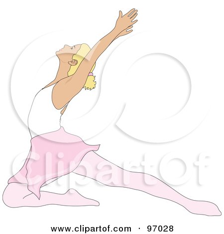Royalty-Free (RF) Clipart Illustration of a Graceful Blond Ballerina Lunging On One Knee by Pams Clipart