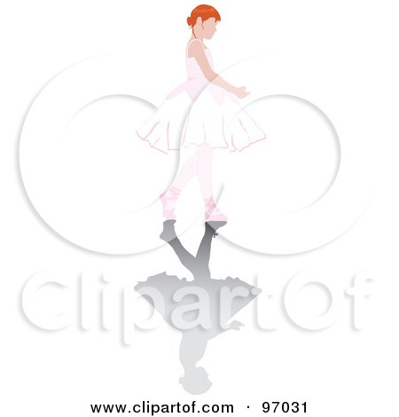 Royalty-Free (RF) Clipart Illustration of a Red Haired Ballerina Girl Walking In A Tutu by Pams Clipart