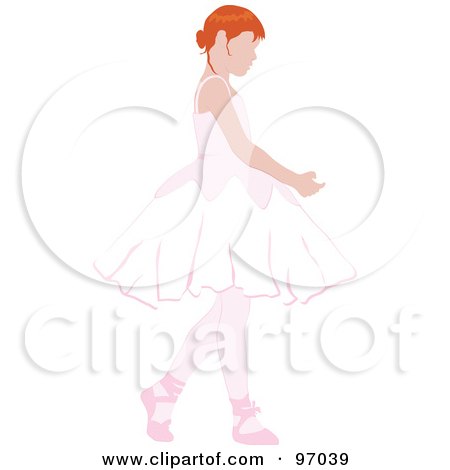Royalty-Free (RF) Clipart Illustration of a Red Haired Ballerina Girl Dancing by Pams Clipart