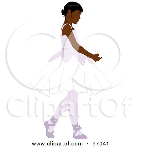 Royalty-Free (RF) Clipart Illustration of a Black Ballerina Girl Dancing by Pams Clipart