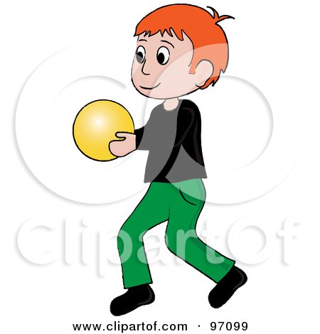 Royalty-Free (RF) Clipart Illustration of a Little Irish Boy Walking And Holding A Ball by Pams Clipart