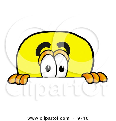 Clipart Picture of a Light Bulb Mascot Cartoon Character Peeking Over a Surface by Mascot Junction