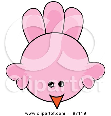 Royalty-Free (RF) Clipart Illustration of a Pink Chick From Above by Pams Clipart