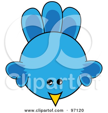 Royalty-Free (RF) Clipart Illustration of a Blue Chick From Above by Pams Clipart