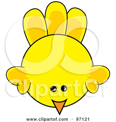 Royalty-Free (RF) Clipart Illustration of a Yellow Chick From Above by Pams Clipart