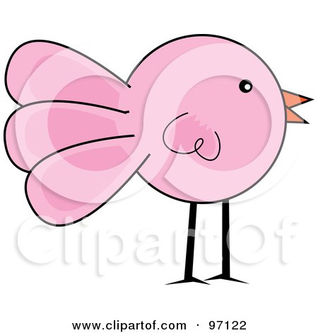 Royalty-Free (RF) Clipart Illustration of a Standing Pink Chick Profile by Pams Clipart