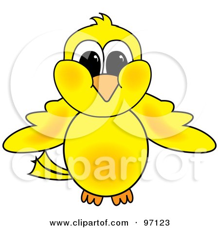 Royalty-Free (RF) Clipart Illustration of a Yellow Chick Facing Front by Pams Clipart