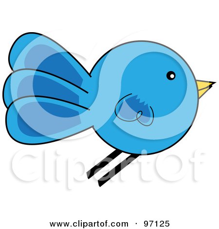 Royalty-Free (RF) Clipart Illustration of a Yellow Chick Flying In Profile by Pams Clipart