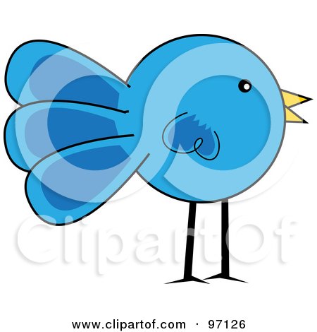 Royalty-Free (RF) Clipart Illustration of a Standing Blue Chick Profile by Pams Clipart