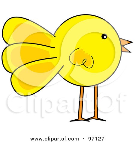 Royalty-Free (RF) Clipart Illustration of a Standing Yellow Chick Profile by Pams Clipart