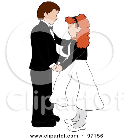 Royalty-Free (RF) Clipart Illustration of a Caucasian Boy And Irish Girl Dancing Together by Pams Clipart