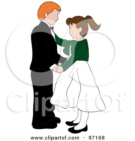 Royalty-Free (RF) Clipart Illustration of an Irish Boy And Caucasian Girl Dancing Together by Pams Clipart