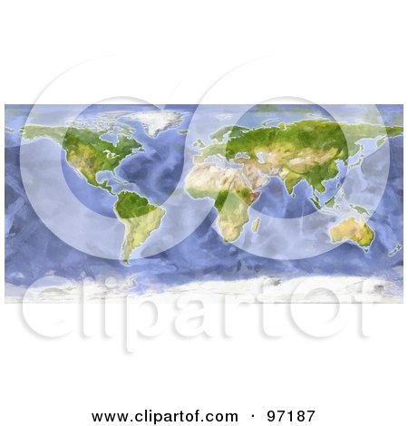 Royalty-Free (RF) Clipart Illustration of a Water Color Styled World Map by Michael Schmeling