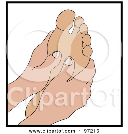 Royalty-Free (RF) Clipart Illustration of a Pair Of Hands Massaging A Foot by Pams Clipart