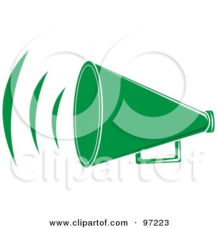 Royalty-Free (RF) Clipart Illustration of a Loud Green Megaphone With Sound Waves by Pams Clipart