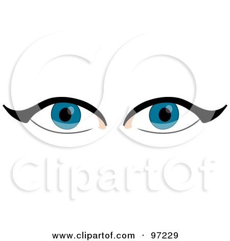 Royalty-Free (RF) Clipart Illustration of a Piercing Pair Of Blue Eyes With Eyeliner by Pams Clipart