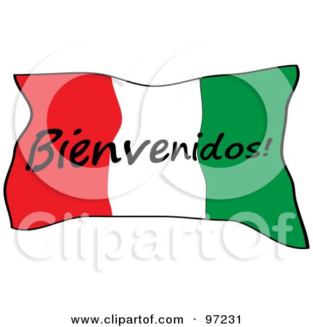 Royalty-Free (RF) Clipart Illustration of a Mexican Bienvenidos Flag by Pams Clipart