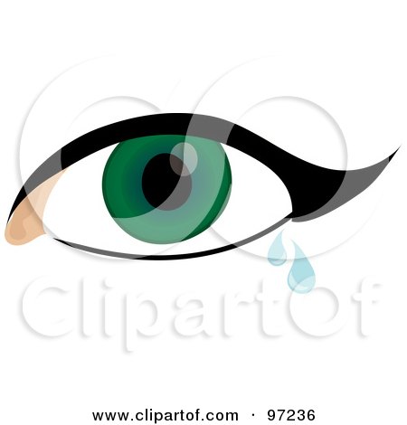 Royalty-Free (RF) Clipart Illustration of a Green Crying Eye With Thick Eyeliner by Pams Clipart