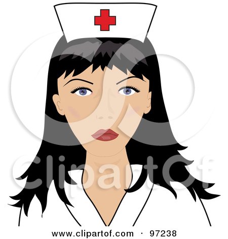 Royalty-Free (RF) Clipart Illustration of a Beautiful Black Haired Female Nurse In A Medical Uniform by Pams Clipart