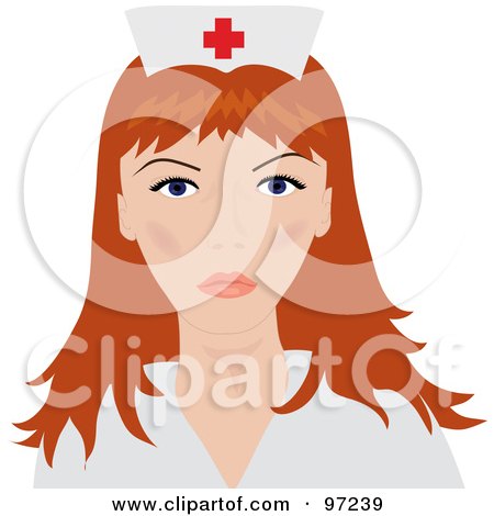 Royalty-Free (RF) Clipart Illustration of a Beautiful Red Haired Female Nurse In A Medical Uniform by Pams Clipart