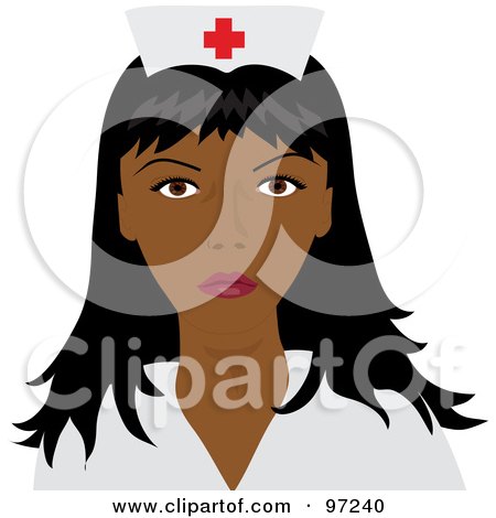 Royalty-Free (RF) Clipart Illustration of a Beautiful Black, Hispanic Or Indian Female Nurse In A Medical Uniform by Pams Clipart