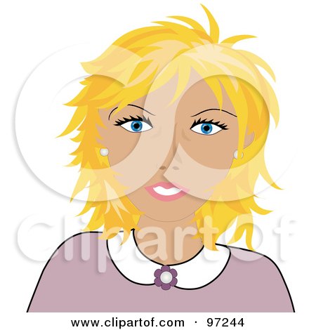 Royalty-Free (RF) Clipart Illustration of a Teacher Or Mother With Blond Hair by Pams Clipart