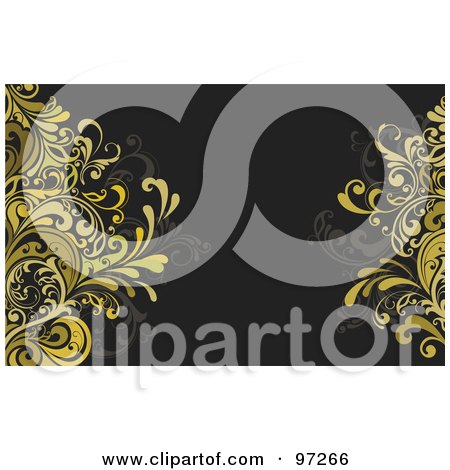 Royalty-Free (RF) Clipart Illustration of a Dark Background With Right And Left Borders Of Green Vines by OnFocusMedia