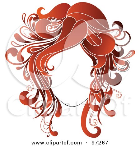 Royalty-Free (RF) Clipart Illustration of a Faceless Woman With Red Wavy Hair by OnFocusMedia