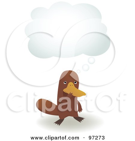 Royalty-Free (RF) Clipart Illustration of a Platypus Standing Under A Thought Cloud by PlatyPlus Art