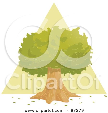 Royalty-Free (RF) Clipart Illustration of a Lush Green And Mature Tree In Front Of A Triangle by PlatyPlus Art