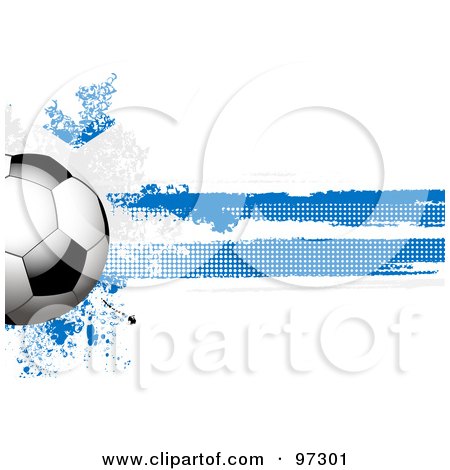 Royalty-Free (RF) Clipart Illustration of a Soccer Ball Over A Grungy Halftone Scottish Flag by elaineitalia