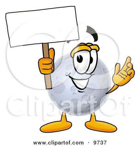 Clipart Picture of a Moon Mascot Cartoon Character Holding a Blank Sign by Mascot Junction