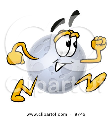 Clipart Picture of a Moon Mascot Cartoon Character Running by Mascot Junction