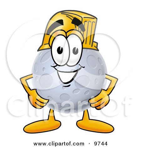 Clipart Picture of a Moon Mascot Cartoon Character Wearing a Helmet by Mascot Junction