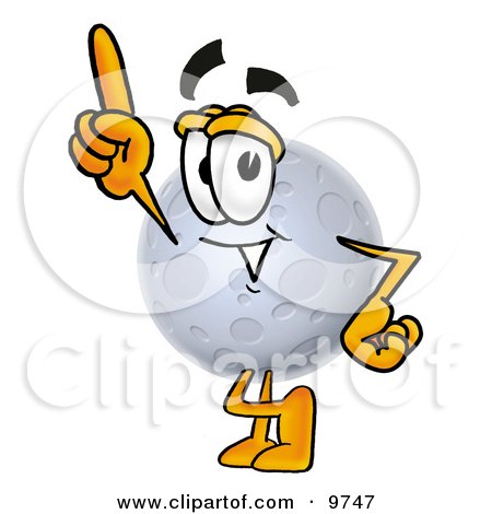 Clipart Picture of a Moon Mascot Cartoon Character Pointing Upwards by Mascot Junction