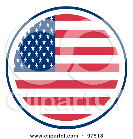 Royalty-Free (RF) Clipart Illustration of a Round Fourth Of July American Flag With Stars And Stripes by Hit Toon