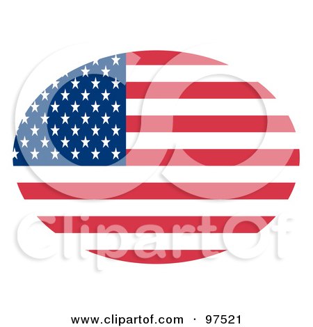 Royalty-Free (RF) Clipart Illustration of an Oval Fourth Of July American Flag With Stars And Stripes by Hit Toon