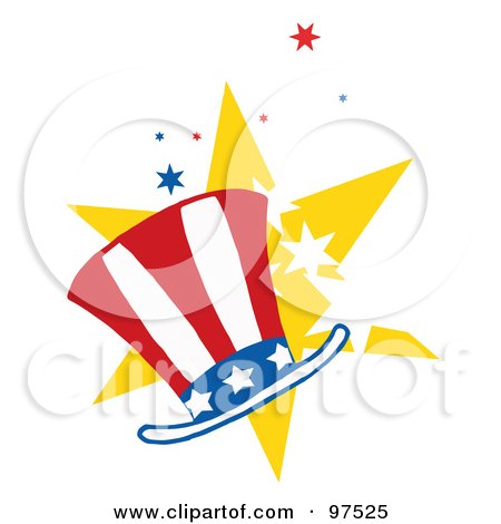 Royalty-Free (RF) Clipart Illustration of an American Hat Over Stars by Hit Toon
