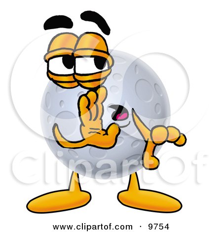 Clipart Picture of a Moon Mascot Cartoon Character Whispering and Gossiping by Mascot Junction